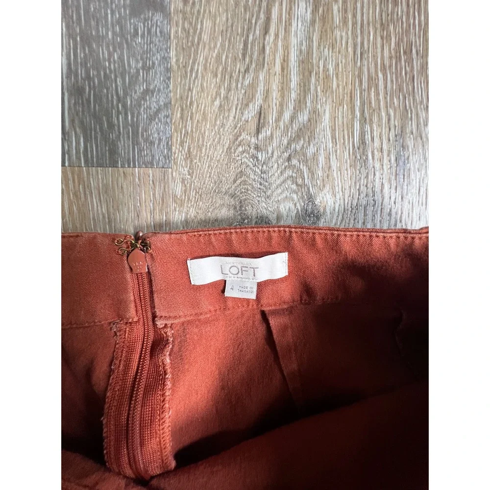 Ann Taylor Loft‎ Pencil Skirt Womens 4 Burnt Orange Clay Back Zip Career Wear